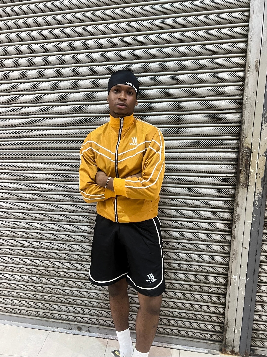 Wilmer Tracksuit Full-Zip in Yellow with Black Side Details and Front Zipper, Short Design, Comfortable Fit