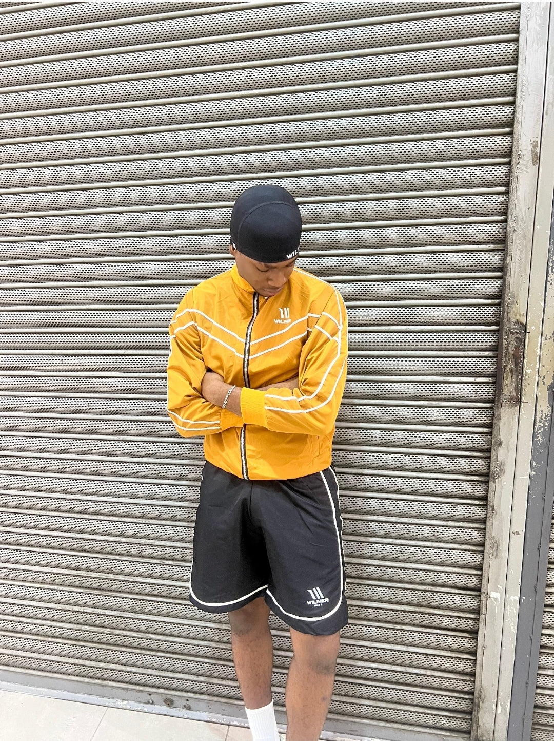 Wilmer Tracksuit Full-Zip in Yellow with Black Side Details and Front Zipper, Short Design, Comfortable Fit